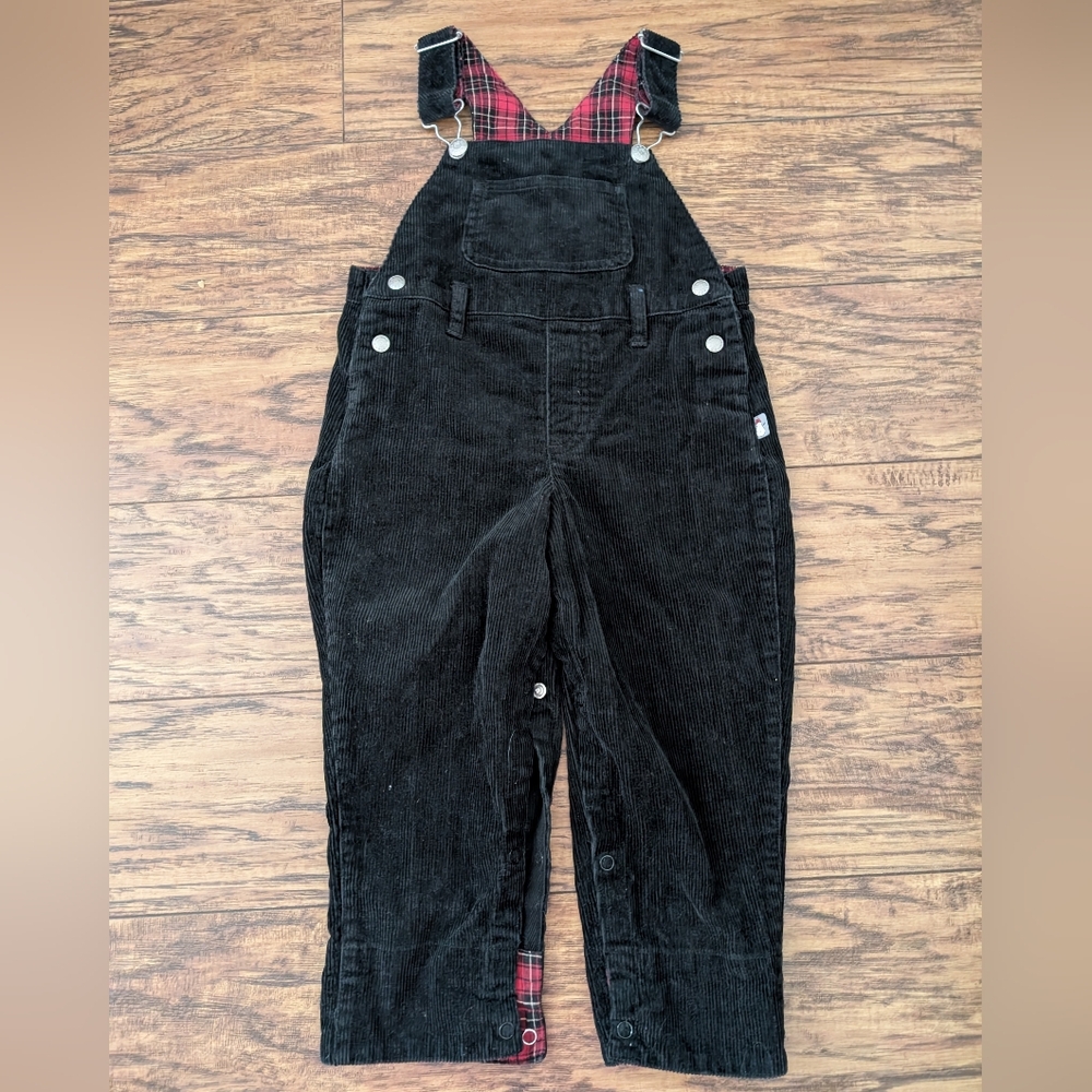 Koala Kids Black Overalls with Red‎ Plaid Lining